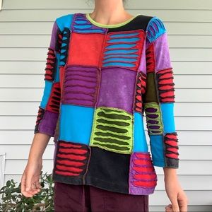 Vintage Boho Patchwork Longsleeve Shirt